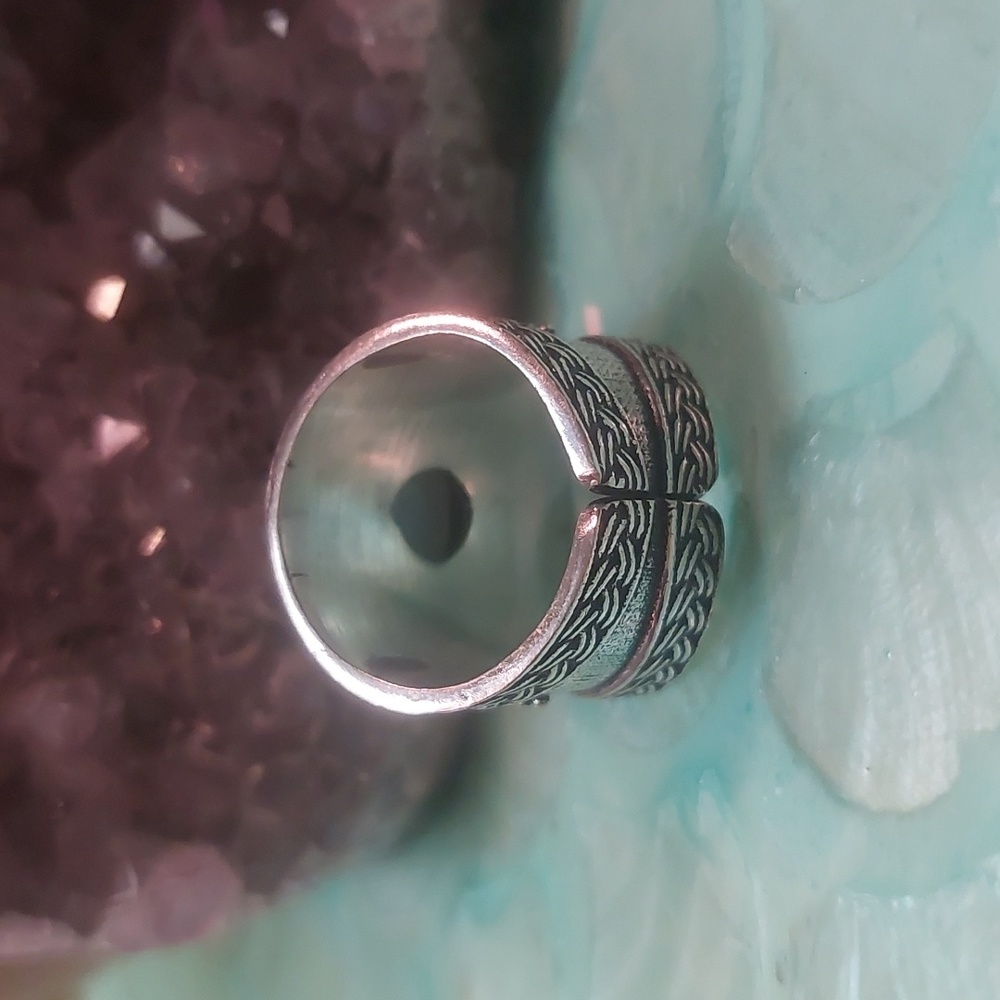 Wide Band Vintage Style Larimar Ring Size 7 - Picture 8 of 9